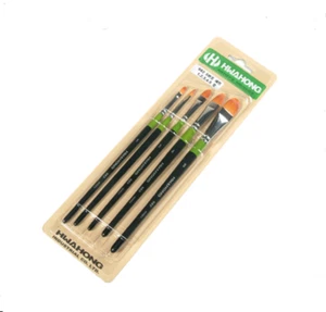 HWAHONG Artist Design Paint Brush Filbert Flat Brush 982 1Set (5ea Brushes) - Picture 1 of 2
