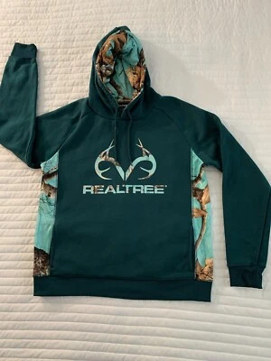 Realtree 青春连帽衫,男女通用,尺寸 L,绿色,长袖,袋鼠口袋,套衫 — 第 1/4 张图片