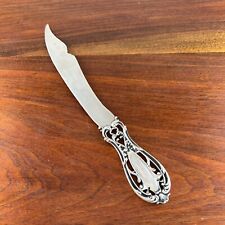 LARGE GORHAM ROCOCO SOLID STERLING SILVER LETTER OPENER PIERCED FLORAL & SCROLL