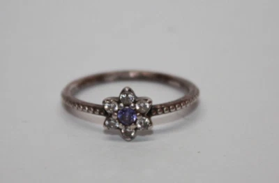 Pandora Sterling Silver Forget Me Not Purple & Clear CZ Flower Ring [055GRS] - Image 1 of 4