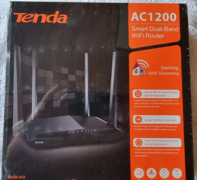 Tenda AC6 AC1200 Smart Dual-Band Gigabit WiFi Router 1x USB Port 2.4/5Ghz AC9 - Image 1 of 2