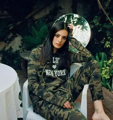 NUEVO CON ETIQUETAS Nili Lotan Janie NL Nueva York Sudadera con Capucha en Verde Camuflaje; M Foto 1 de 4