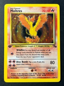 Moltres 12/62 1st Edition Fossil Holo Rare - WOTC Pokemon Card LP - Picture 1 of 11