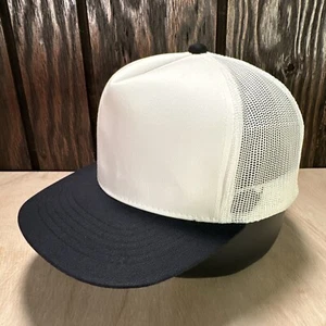 Vintage Blank Trucker Hat White Black Snapback Cap Mesh Twill 80s Retro Hipster - Picture 1 of 12