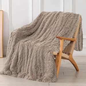 Decorative Extra Soft Faux Fur Throw Blanket 50"X60",Solid Reversible Fuzzy Lig - Picture 1 of 12