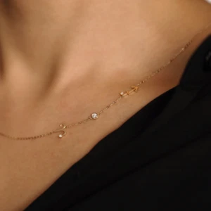 Sideways Zodiac Necklace, 2 Zodiac Signs with Diamond Bezel Necklace - Picture 1 of 9