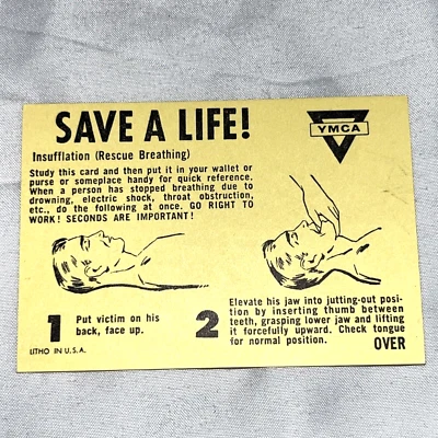 Tarjeta de bolsillo YMCA Save A Life Insuflación de colección años 60 Chicago Foto 1 de 3