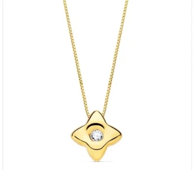 Collar oro 18k 750 mls. Oro Amarillo. Estrella 5,5 MM. Con Diamante 0,02 Q.  - Imagen 1 de 4