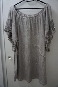 Damen Shirt / Tunika / Grau / Spitze Perlen bestickt Gr 52 gut erhalten - Bild 1 von 4