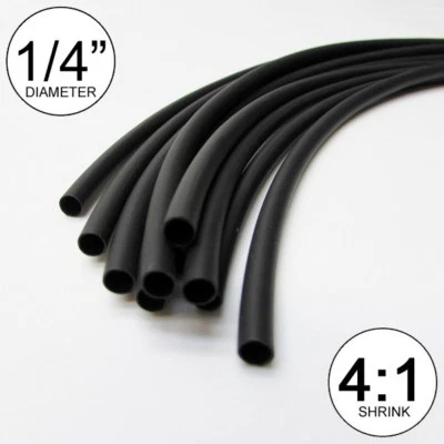 (10 pies) 1/4" tubo termorretráctil negro 4:1 adhesivo de pared doble 0,25 pulgadas/pegamento/a 6 mm Foto 1 de 4