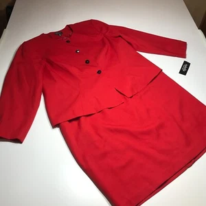 Isabella Skirt Suit Set Womens 20W Plus Red Button Front Jacket 2-Piece Career - Picture 1 of 24