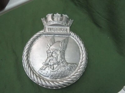 WW 2 ROYAL NAVY HMS WARRIOR (R 31) CAST ALUMINIUM SHIPS PLAQUE - Image 1 of 4