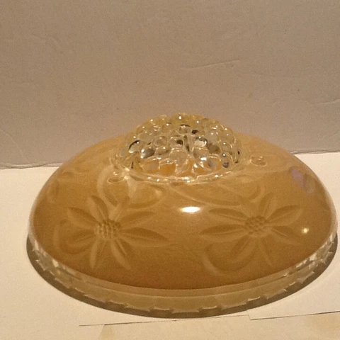 Vintage Ceiling Light Fixture Shade 10-1/4  Pink clear 1/2" Trim & bubble bottom Cover