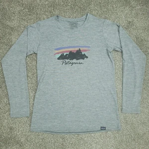 Patagonia T-Shirt Women XS XSmall Gray CAPILENE COOL DAILY Graphic Long Sleeve - Picture 1 of 16