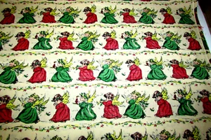 FABRIC green red Angels cotton blend 45 x 36" (sew rm 1) - Picture 1 of 4