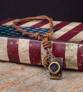 Collar colgante unisex punk bronce cámara fotógrafo cadena de cuero ajustable - Imagen 1 de 10