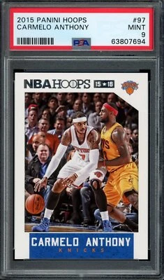 2015 Panini Hoops #97 CARMELO ANTHONY PSA 9 (With LeBRON JAMES) POP 11 Qty Avl - Image 1 of 2