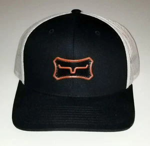 KIMES RANCH Trucker Hat BLACK Leather Bone logo Camo Bill Mesh Snapback NEW - Picture 1 of 7