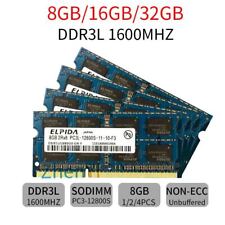 32GB 16GB 8GB PC3L-12800S DDR3L 1600MHz 1.35V Laptop Memory Elpida DE