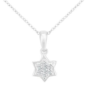 Naava 9ct White Gold Diamond Halo Star Pendant Necklace - Picture 1 of 6