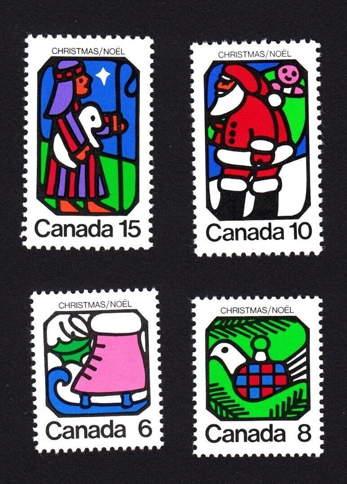 Navidad Papá Noel, Patín sobre Hielo, Paloma - Canadá 1973 #625-628 MNH Juego de 4 Foto 1 de 1