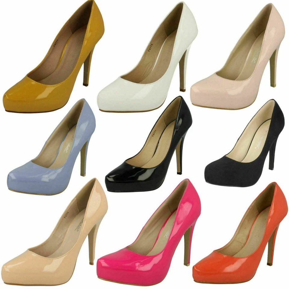 SALE Ladies Anne michelle Patent Slip On Court Shoes F9775 - Image 1 of 1