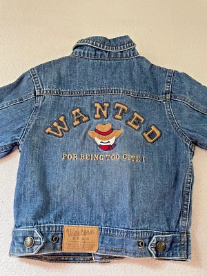 Infant Western Denim Jacket Sheriff "Wanted For Being Too Cute" 18M Koala Kids - Image 1 of 4