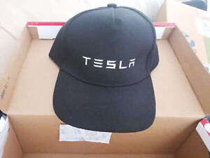 Tesla Motor Logo Black Hat Flexfit Baseball Cap Printed Emblem S/M & L/XL Adjust