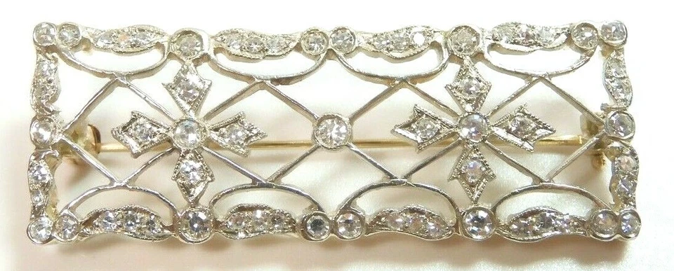 Broche broche diamante antiguo Art Deco años 20 13KY/W EGL EE. UU. 1,37 QUILATES E-F VS1-VS2 Foto 1 de 4