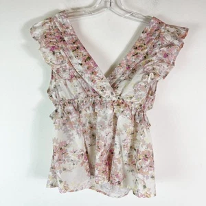 Munthe NWT Women's Short Sleeve Flutter Pink Floral Print Herb Top Size 12 - Picture 1 of 8