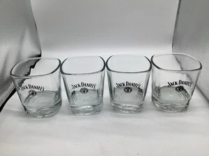 Set Of 4 Jack Daniels Old No 7 Brand Whiskey Barware Rocks Glass Tumbler Square - Picture 1 of 5