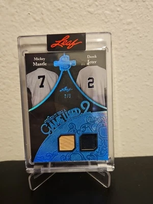 2025 Leaf Spectacular Mickey Mantle Derek Jeter Game Used Memorabilia /5 SSP - Image 1 of 2