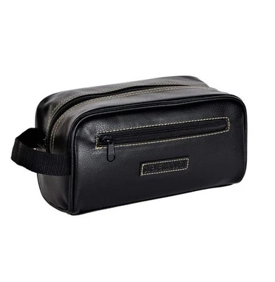 NWT Steve Madden Men Blk Vegan Leather Toiletry Shaving Dopp Travel Kit Case Bag - Image 1 of 4