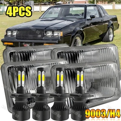 4x For 1982-1987 Buick Regal Grand National 4x6" inch LED Headlights Hi/Lo H4 - Image 1 of 4