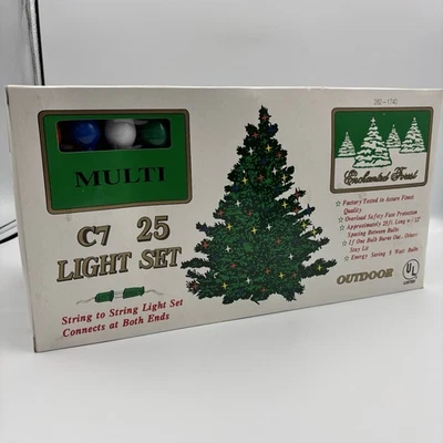 3 Sets Enchanted Forest 25-Light Set C7 Ceramic Style Bulbs Vtg Christmas - Image 1 of 4