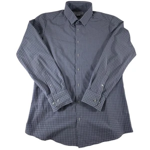 Mizzen+Main Performance Mens M Blue Trim Fit Long Sleeve White Plaid Stretch - Picture 1 of 5