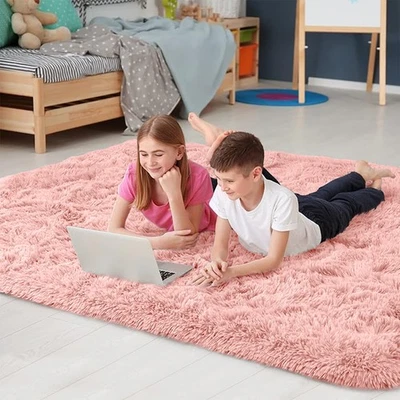 Long Shaggy Fluffy Area Rugs Soft Anti Slip Floor Mat for Living Room Bed Room - Image 1 of 4