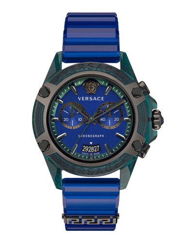 Orologio Moda Versace Da Uomo Icona Verde Attivo Trasparente 44 mm Cinturino