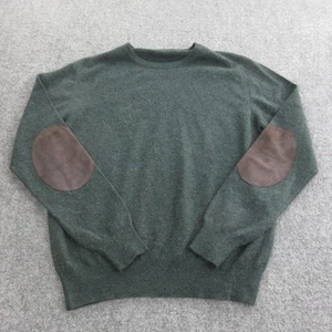 Isaia Pullover Herren Grün Kaschmir Rundhals Wildleder Ellenbogen Patches Made in Italy - Bild 1 von 9