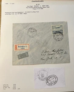 C113 Czech first flight cover Prague to New York 1946 with info no reserve - Picture 1 of 1