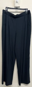 Garnet Hill Women Tencel Pleated Comfortable Trouser Size XL Black NEW - Picture 1 of 11