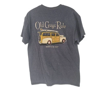Camiseta Old Guys Rule "Woodn't It Be Nice" Woodie Car Azul Para Hombre Mediana Usada en Excelente Condición  Foto 1 de 4