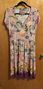 Johnny Was Topiary Tiered Tea Length Dress, Sz S Summer Designer Sought After - Picture 1 of 11