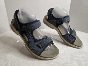 Earth Origins marineblaue Leder-Sportsandale Fersenriemen Hakenschlaufe Schuhe 10M - Bild 1 von 13