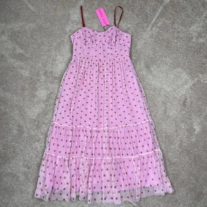 Vestido Betsey Johnson Mujer 10 Corazones Rosa Corsé en Niveles Tul Midi San Valentín Nuevo con Etiquetas - Imagen 1 de 8