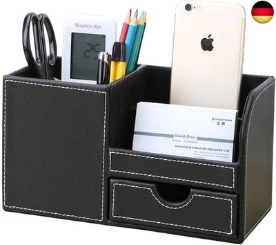 KINGFOM Büro Schreibtisch Organizer Ordnungssystem 4 Speicherabteil PU Leder  - Bild 1 von 4