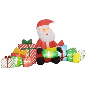 Outsunny 4.4FT Inflatable Santa w/ Gift Boxes LED Blow Up Xmas Outdoor Decor - Picture 1 of 11