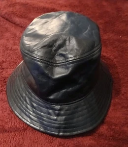 Leather Bucket Hat size L/XL F* Made in America Black unisex - Picture 1 of 2