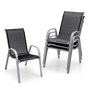 Set of 4 Patio Chairs, Stackable Outdoor Dining Chairs, 330 LBS Capacity, All - Picture 1 of 5