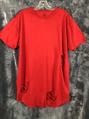 Camiseta Bleecker Mercer Para Hombre Roja Unisex Camiseta Desgastada Detalles Divididos Foto 1 de 4